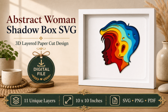 Abstract Woman Shadow Box Art Rainbow: 3D SVG Review