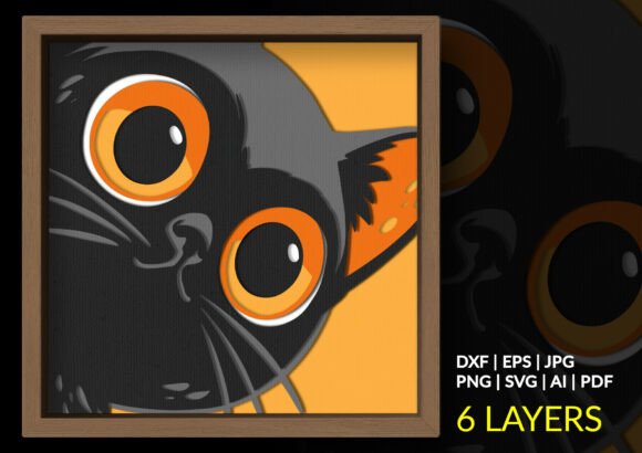 Black Cat Peeking: 3D SVG for Shadow Boxes