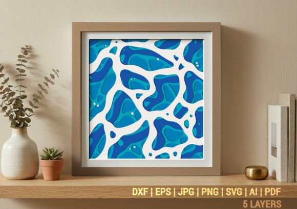 Blue Liquid Abstract Water Shadow Box: 3D SVG Review