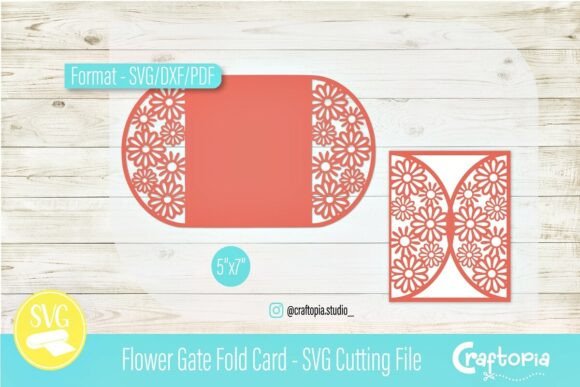 Flower Gate Fold Card: 3D SVG for Greeting Cards