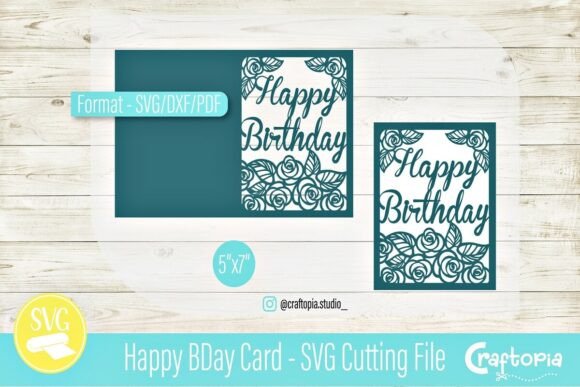 Happy Floral BDay Card: 3D SVG for Greeting Cards
