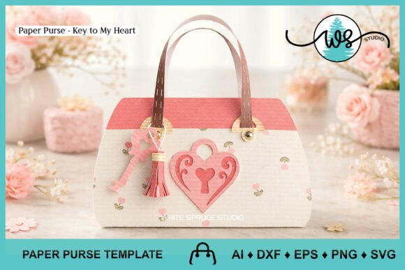 Key to My Heart Purse Template Gift Box