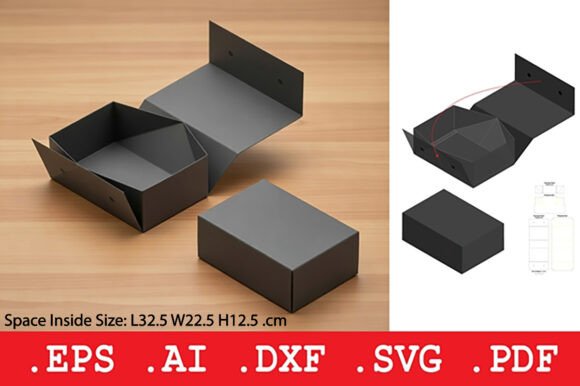 Magnetic Flip Top Rigid Box: Premium 3D SVG for Objects