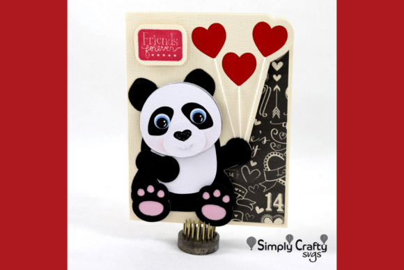 Panda with Hearts Card SVG: A 3D Valentine's Day Asset