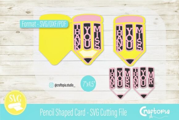 Pencil Shaped Card – SVG Cutting File for 3D Greeting Cards