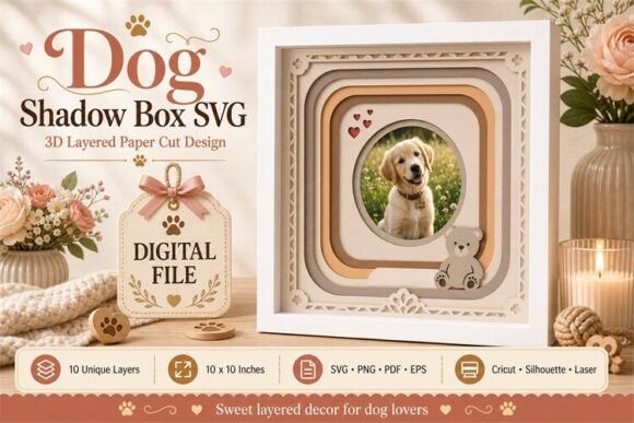 Pet Photo Frame Shadow Box: 3D SVG for Branding