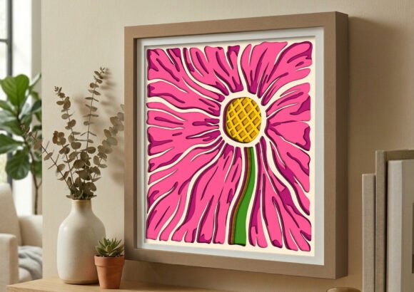 Pink Coneflower 3D SVG: Shadow Boxes for Blogs