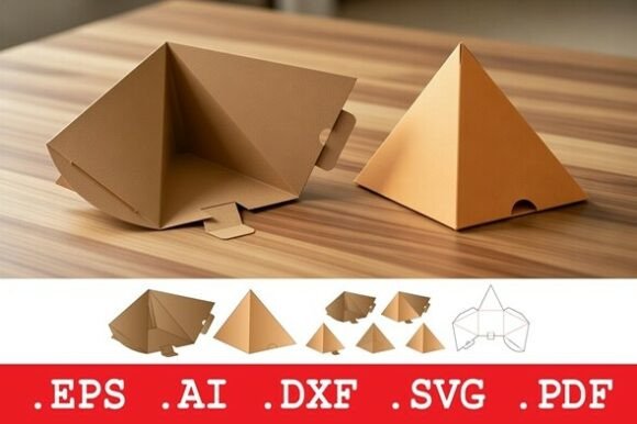 Pyramid Shape Folding Gift Box 3D SVG Objects