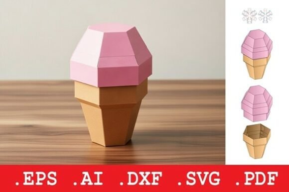 Review: Ice Cream Cone Gift Box Dieline Template