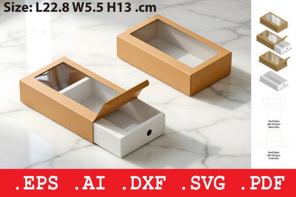 Sleeve Box with Drawer and Window Lid: 3D SVG Objects Review