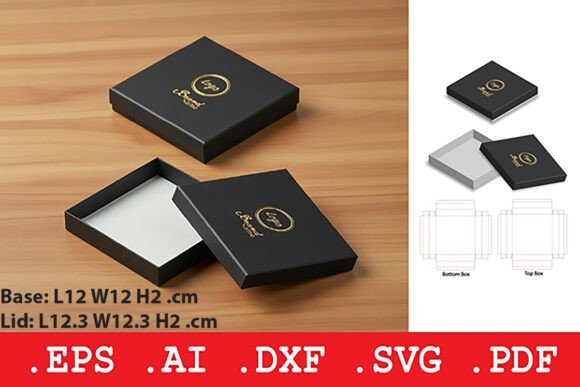 Square Two Piece Gift Box 3D SVG Objects