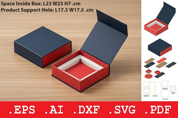 Square Two Piece Rigid Box: A Premium 3D SVG Objects Asset