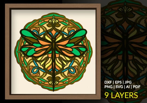 Stained Glass Dragonfly Shadow Box: 3D SVG Review