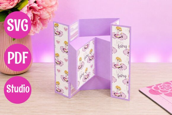 Tri Shutter Card Template: 3D SVG for Life Events